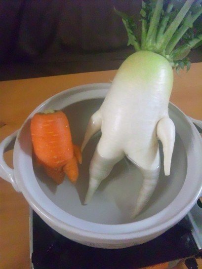 Funny Fruits And Veggies Radish And Carrot Takes A Bath