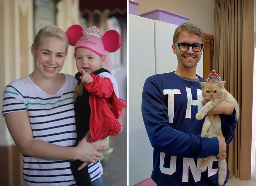 Single Guy Recreates His Twin Sister’s Baby Photos Using A Cat 1