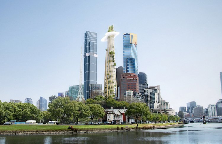 Designer Skyscraper Rises Up Like A Mountain In The City